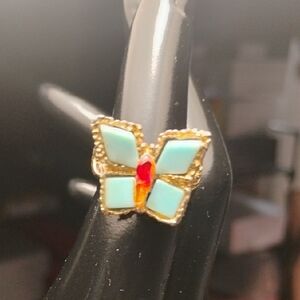 Beautiful Butterfly Turquoise Najavo Style Ring Size 6